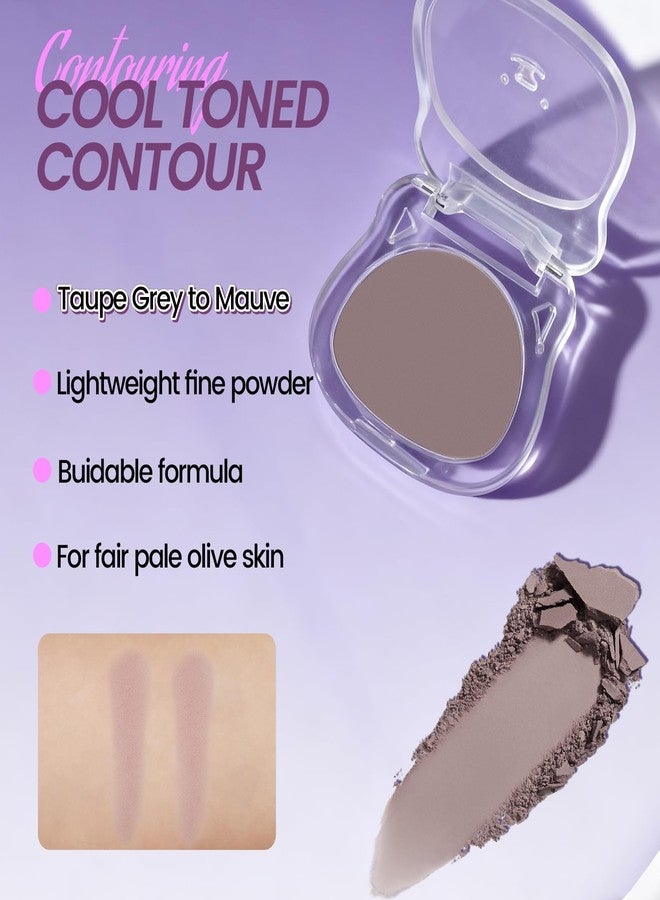 Noerrors Taupe to Mauve Cool Toned Contour Palette, Lightweight Smooth Blendable Matte Grey Pressed Powder Contour for Fair Pale Olive Light Skin, Nose Contouring Face Sculpting Cream Bronzer Makeup - Image 2